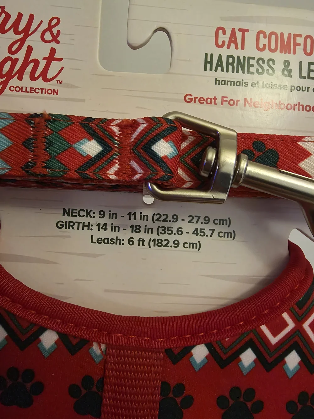 Merry & Bright Red Cat Harness and Leash Set